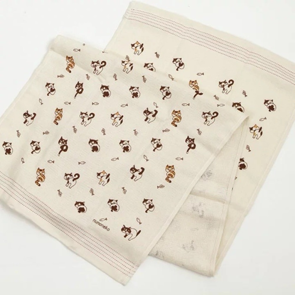 NEW Kontex Imabari Towel, JAPAN Tenugui, Beige, Cute Cat Design, 1 piece - Picture 5 of 7